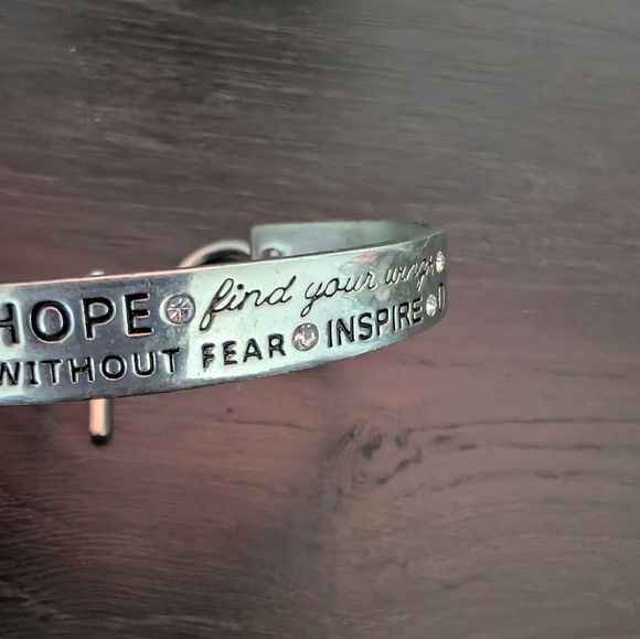 Engraved Gold/ Silver Tone Cuff Bracelet - Picture 7 of 11